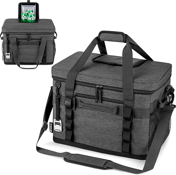 OPUX Cooler Bag, 60 Cans Insulated Soft Collapsible Portable Cooler, Soft Sided Leakproof Cooler for Beach Camping with Shoulder Strap, Ice Chest for Travel Road Trip Picnic, Charcoal Gray