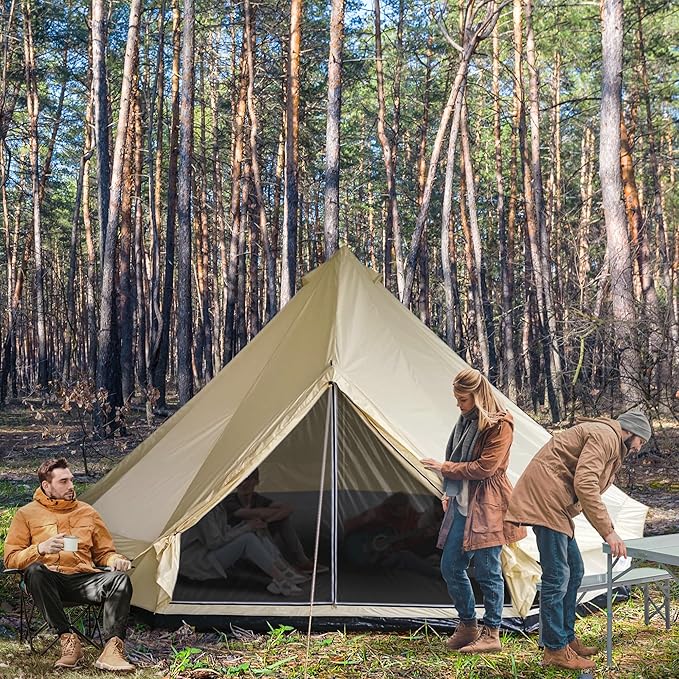 Outsunny 10-Person Yurt Tent Glamping Bell Tent with Spacious Interior, Breathable Waterproof Design, for Family Outdoor Camping, 16' x 16' x 10'