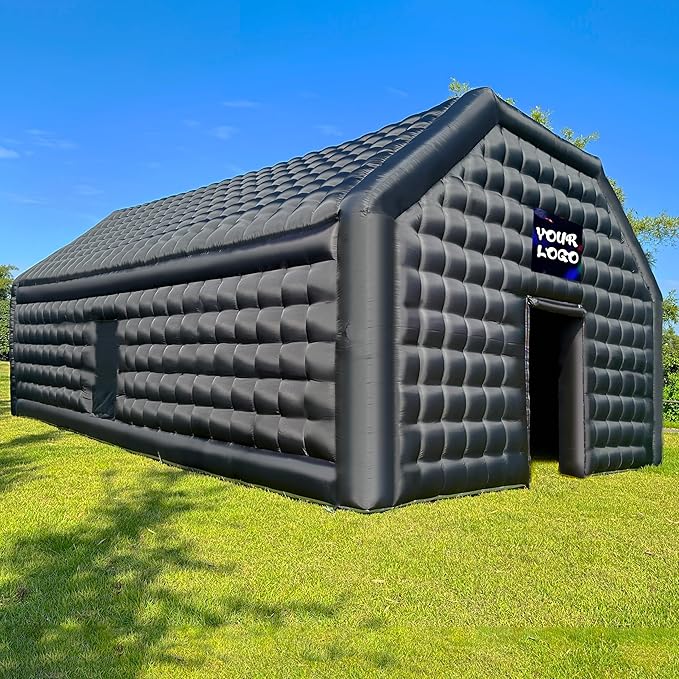 WARSUN 30x20x13Ft Inflatable Nightclub with Two 680W Blowers Large Black Inflatable Night Club Party Tent Disco Cube Gazebo Event House for Birthday, School Events, Backyard Party, Rental Business