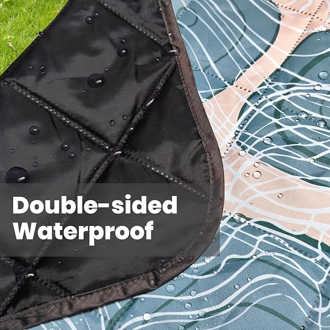Waterproof Outdoor Blanket, 79" x 55" Large Packable Picnic Blankets, Foldable Picnic Mat for Park, Lawn, Grass, Beach, Concert (Abstract Line)