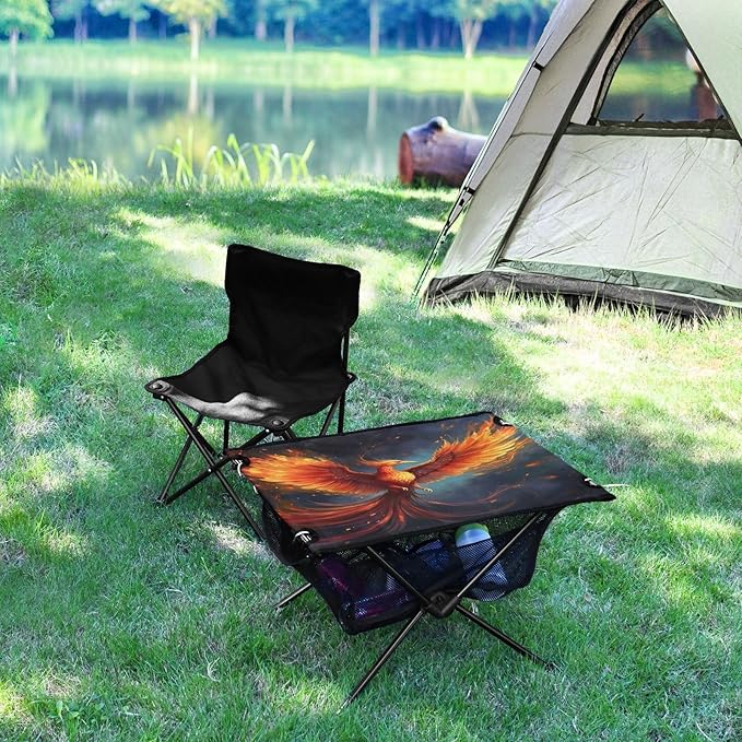 Fire Phoenix Portable Folding Camping Table, Compact Lightweight Beach Table with Carrying Bag for Outdoor Picnics, BBQs, Camp