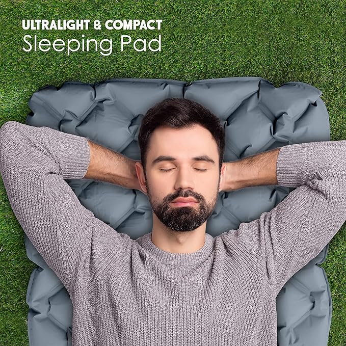 Ultralight Sleeping Pad for Camping - Lightweight Sleeping Mat for Backpacking - Inflatable, & Compact Air Mattress
