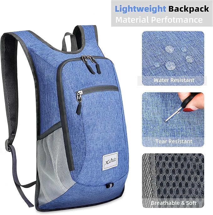 Hiking Backpack 10L Small Travel Lightweight Daypack Foldable Hiking Packable Camping Hiking Backpacks for Women Men (Sky Blue)