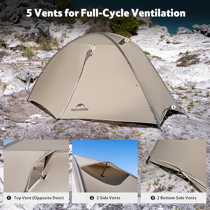Naturehike Giling 1/2 Person Backpacking Tent 4 Season Lightweight Tent for Hiking & Bikepacking Easy Setup 3000mm Waterproof Ultralight CampingTents for Outdoor Cycling