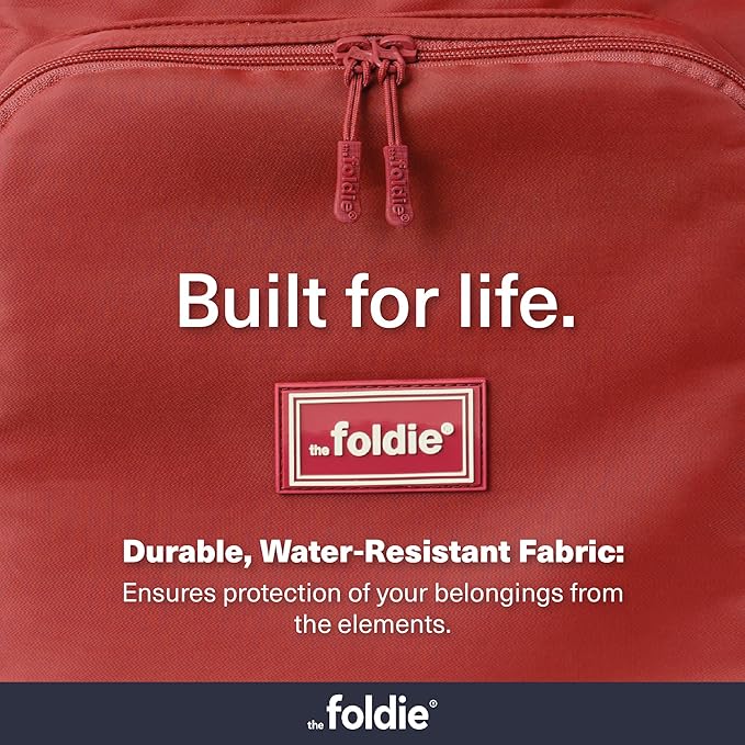 The Foldie Packable Backpack for Travel 32L - Lightweight Foldable Backpacks with Trolly Sleeve & RFID Protection - Water-repellent Casual Daypack Backpacks for Hiking, Camping & Gym - Red
