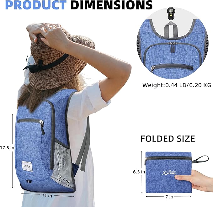 Hiking Backpack 10L Small Travel Lightweight Daypack Foldable Hiking Packable Camping Hiking Backpacks for Women Men (Sky Blue)