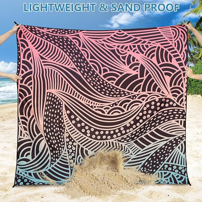 Beach Blanket Waterproof Sandproof Extra Large Beach Mat 79" X 83"/120"x108"for 1-8 Adults Quick Drying Durable Outdoor Picnic Mat for Beach Travel Camping Hiking