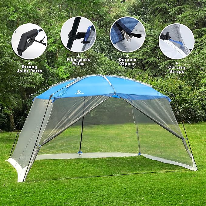 LET'S CAMP Screen House Tent 13"X 9",Netted Canopy Mesh Tents for Patios Camping, Blue