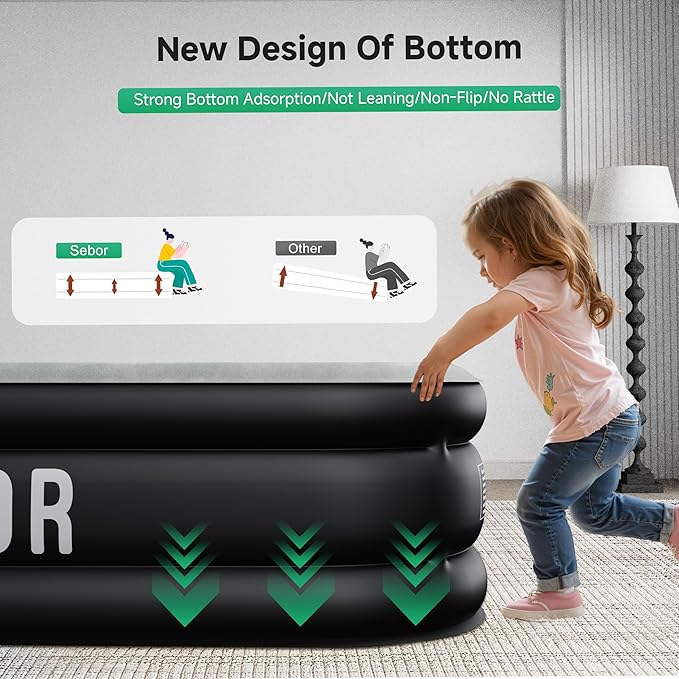 Sebor Air Mattress Twin with Built-in Pump 18", Comfortable Self-Inflating Air Mattress with High-Speed Pump, Durable Blow Up Mattress Twin with Storage Bag for Guests, Camping, Travel