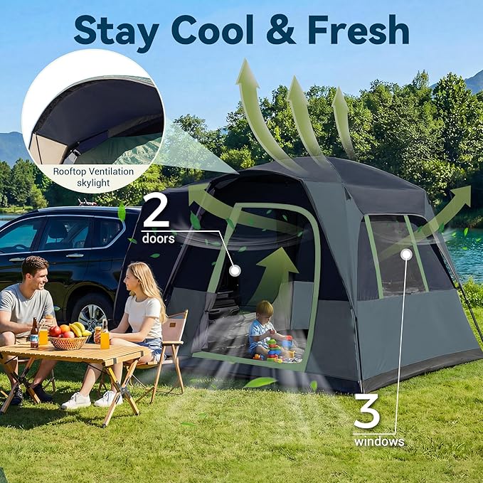 5/6 Person SUV Tent for Camping, SUV Tailgate Tent,Truck Car Tent Weather Resistant Portable for Car SUV Van Camping, Includes Rainfly and Storage Bag, 10' W X 8' L X 7.1' H