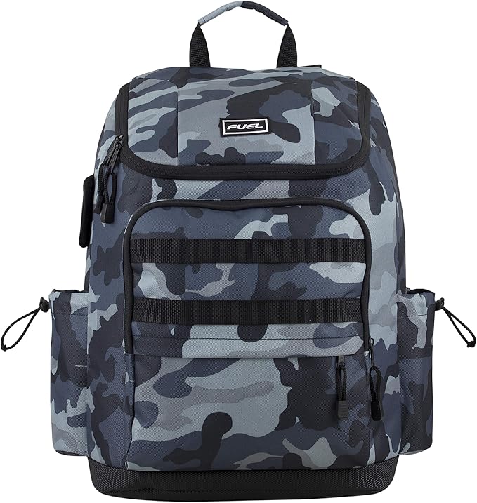 FUEL Travel Laptop Hiking Backpack Carry On Airline Approved Luggage Bag Carry On Large Backpack, Black Midnight Blue Camo