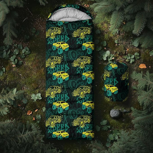 AILONEN Boys Sleeping Bag for Camping,Nautical Anchor,Lightweight & Waterproof,3 Season Warm & Cool Weather,Navy Blue Sleeping Bags for Kids Men Travelling,Outdoors