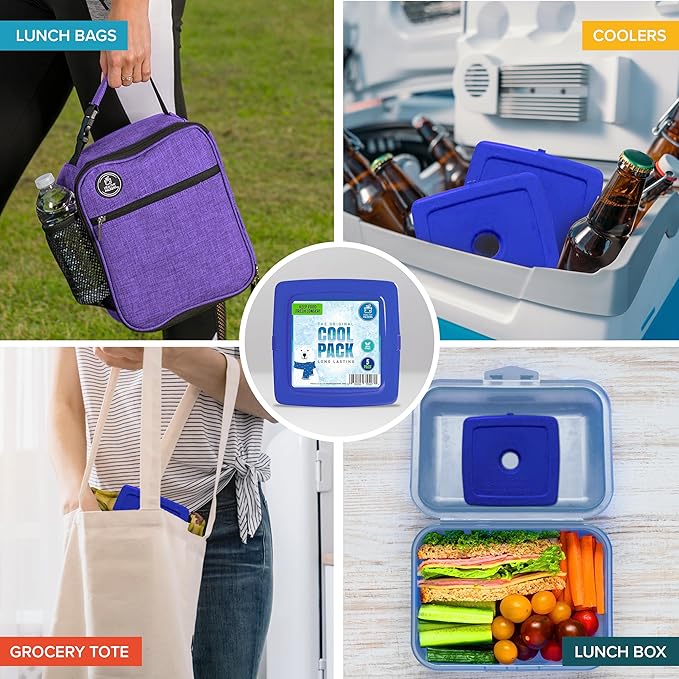 Healthy Packers Multi-Color Slim Long-Lasting Ice Packs for Lunch Box or Cooler Bag (5 or 10 pack)