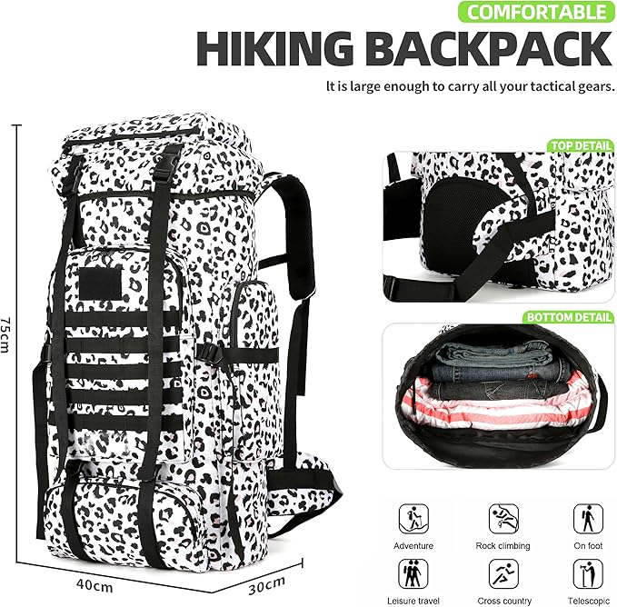 King'sGuard 70L Camping Hiking Backpack for Men Women Large Military Tactical Backpack Molle Rucksack Backpack for Outdoor