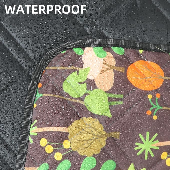 Outdoor Picnic Blanket Brown Tree 80"x80" Large Sandproof Beach Blanket Waterproof Picnic Blankets Foldable for Caming, Beach, Outdoor Activities.