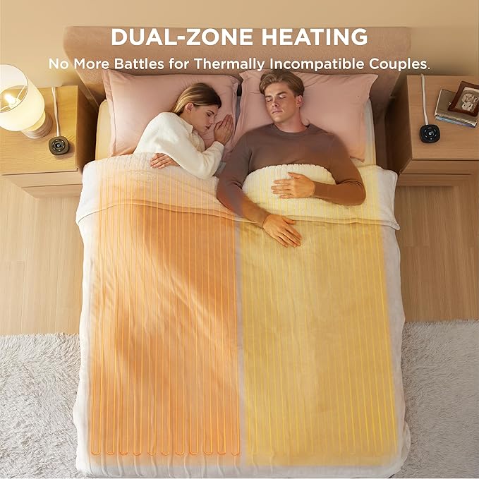 Bedsure Electric Blanket King Size - Dual Control Heated Blanket King Size, Fast Heating with 10 Time Settings & 10 Heat Settings, Warm Gift for Grandma (100x90 inches, Cream)