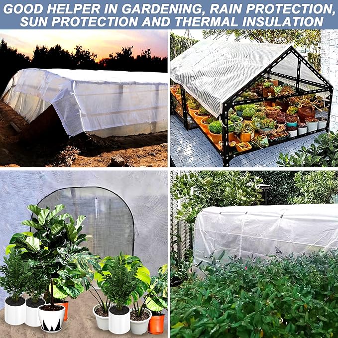 STARPYNG-10 Mil Clear/White 16X20 Feet Tarp-Heavy Duty Clear Mesh Tarp-Waterproof Tarp, UV Resistance,Greenhouse, Canopy, Tent, Yard and Outdoor Activities