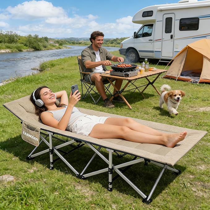 Camping cots for Adults,Cots for Sleeping,Cushion and Pillow, Camping Tent cot,High Weight Capacity, Compact Storage,with Carry Bag,Ideal for Outdoor Camping, Office use,Napping, Beach Trips
