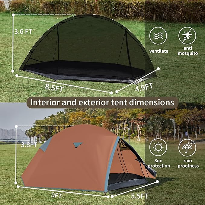 Backpacking Tents for Camping - Easy Set Up Tent, Waterproof, Light Weight Tent for One or Two Person Hiking Travling