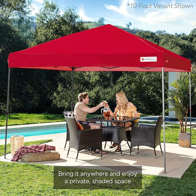 Best Choice Products 8x8ft Pop Up Canopy Tent, Outdoor Shade, 1 Person 1 Minute Set Up, Carry Case, 4 Weight Bags - Red