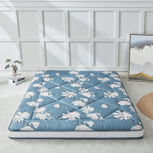 Japanese Twin Foldable & Portable Roll up Camping Mattress, Thicken Sleeping Mattress with Flower Pattern