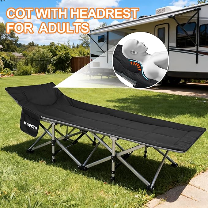 Camping cots for Adults,Cots for Sleeping,Cushion and Pillow, Camping Tent cot,High Weight Capacity, Compact Storage,with Carry Bag,Ideal for Outdoor Camping, Office use,Napping, Beach Trips