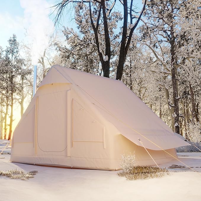 EROMMY 4/6/8/12 Person Inflatable Tent with Skylight, 4 Season Blow Up Tents with Hand Pump for Outdoor Camping & Hiking, Easy Set-up Windproof Sunproof Waterproof
