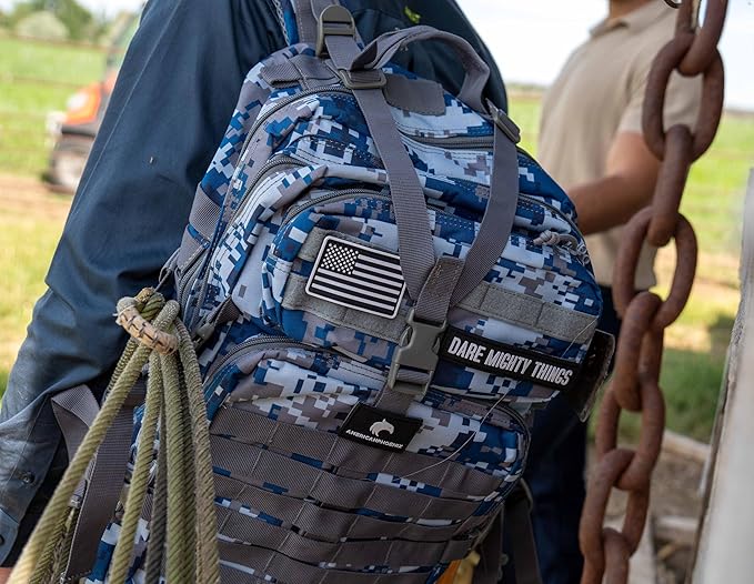 AMERICANPHOENIX 45L Elite Tactical Backpack | 3X Stronger Work & Military Backpack | Water Resistant and Heavy Duty | 3 Day MOLLE Bug Out Bag (Blue Jay)