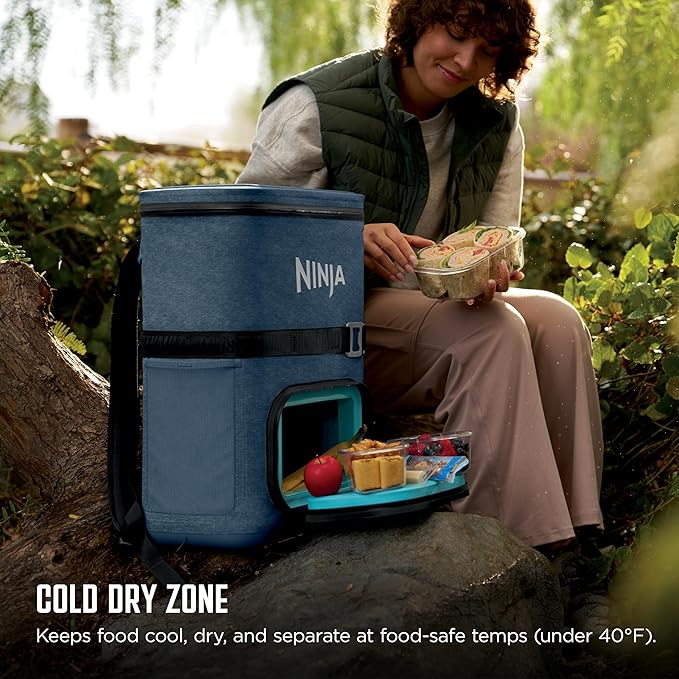 Ninja FrostVault Go Can Soft Cooler, 24/36 Can, Leak Proof, Built-In Cup Holder, 2 Ice Packs & Dry Storage Drawer, Polyester Insulation, Hiking, Camping, Picnic