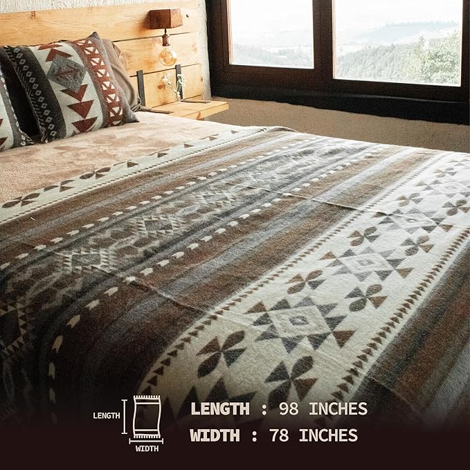 Alpaca Blanket - Premium Alpaca Wool Throw Blanket for Cozy Comfort - Warm Alpaca Wool Blanket - Variegated - Made by Artisans in The Heart of The Mountains of Ecuador