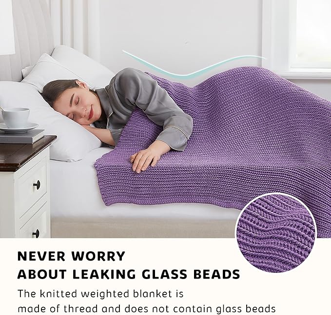 L'AGRATY Knitted Weighted Blanket - 60"x80" 20lbs Cooling Chunky Knit Heavy Blanket for Adults Braided Crochet Throw Thick Cable Yarn Knit Decorative No Beads Evenly Weighted Machine Washable