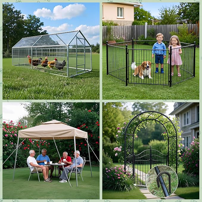 VVOKGO Trampoline Stakes 12 Inches Anchors High Wind Heavy Duty, 8-Pack U Shaped Tie Down Anchor Kit for Ground, Camping Tent, Soccer Net, Swing Set, Black