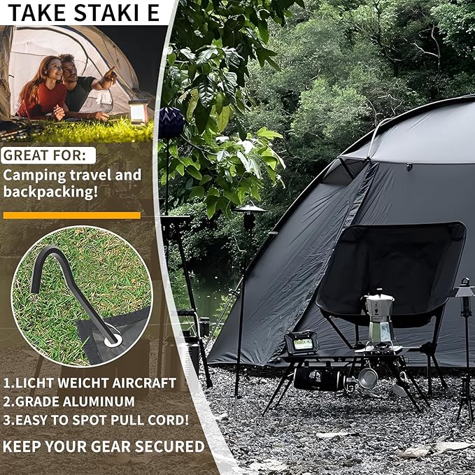 10Pcs Metal Tent Pegs with Hooks. 7 inches Durable Garden Stake Ground Anchors Awning Metal Hooks. Heavy Duty, Waterproof & rustproof, Ideal for Camping, Yard Decor, Picnic & tarp(Black)