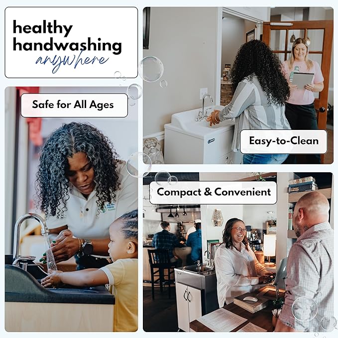 Ozark River Portable Sinks Essential Series, Black Laminate Countertop-Black Cabinet-Stainless Basin, Mobile Hot Water Hand Washing with Water Tanks,110v Portable Handwashing Sink