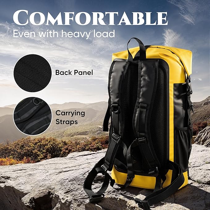 Waterproof Backpack Dry Bag with bungee cord Yellow