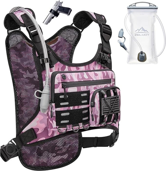 Running Vest with 2L Water Bladder, Hydration Backpack, USA Original Patent, Lightweight Hydration Pack with Gear Holder, Reflective Chest Pack for Men Women for Marathon
