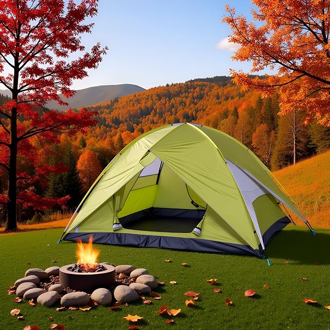 4-6 Person Dome Camping Tent, Family Camping Tent, 83x106 inches, Waterproof Oxford Flooring, for Fishing, Outdoor Camping, Hiking, Study Tours, Summer Camps.