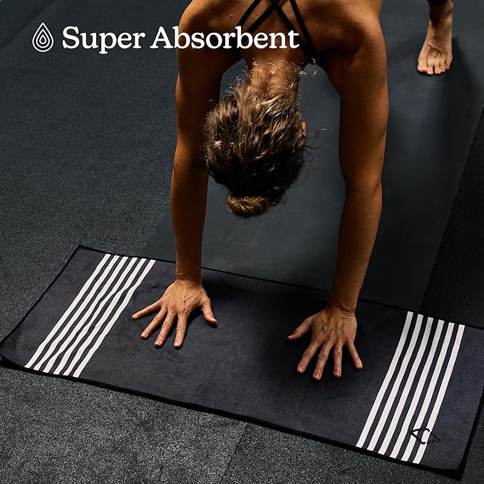 Nomadix Mini Towel - Perfect for The Gym, Biking, Hiking, Golf, & More - Made with Recycled Materials - Super Absorbent - Quick Dry - Sand Resistant - Poolside Black - 40x16 in