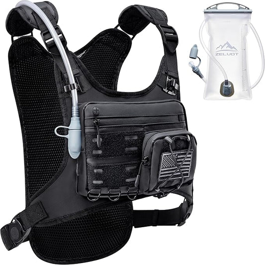 Running Vest with 2L Water Bladder, Hydration Backpack, USA Original Patent, Lightweight Hydration Pack with Gear Holder, Reflective Chest Pack for Men Women for Marathon