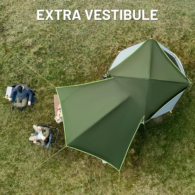 TIMBER RIDGE 4/6/8 Person Instant Pop Up Cabin Tent, Easy 60 Second Setup, Weather Resistant Camping Family Hub Tent with Rain Fly and Carry Bag for Outdoor Camping & Overlanding
