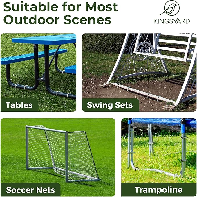 Kingsyard 8 Pack 12 Inch Trampolines Wind Stakes, 0.4 Inch Diameter 2.6 inche Wide Galvanized Steel U Hook Rebar Stakes, Multi-Purpose Heavy Duty Ground Anchors for Tent, Fences, Swing, Landscape