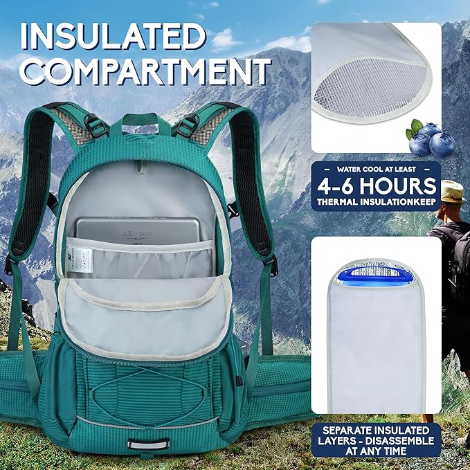 N NEVO RHINO Hydration Backpack with Water Bladder 3L, Hiking Backpack with Rain Cover, Insulation Water Daypack for Cycling Biking