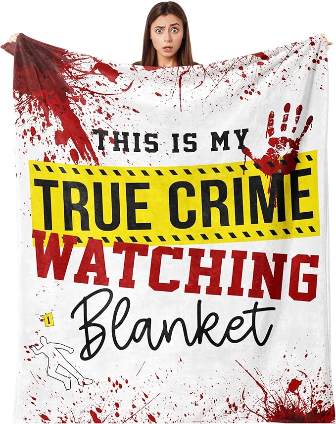 True Crime Gifts for Women, Fans/Lovers - Blanket 60''x50'', Crime Junkie Merch, Serial Killer Merchandise, Horror Blanket, Crime Scene Gift