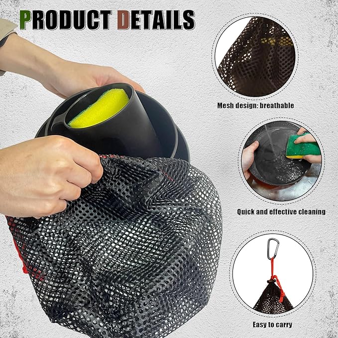 Scout Camping Mess Kit for 1 Person Boy Scout Dishes Set Girl Scout Mess Kit with Mesh Bag Reusable Light Weight Eating Utensils Plastic Camping Cutlery Set for Travel Camp