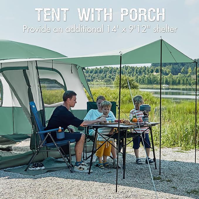 PORTAL 6 | 8 | 10 Person Family Camping Tent with Porch, Big Family Camping Tent with Tall Height, Good Ventilation, Water Resitant Large Tent for Outdoor Camping, Backyard