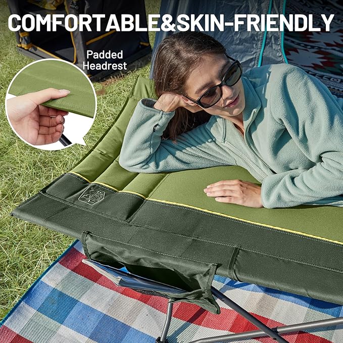 Timber Ridge 31.8" W Extra Wide Heavy Duty Camping Cot for Adult, Easy Set Up Oversized Sleeping Cot with Carry Bag for Camping, Travel and Outdoors, Support up to 450lbs, Green