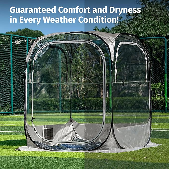 EAST OAK Weather Sports Tent for Fishing, Sports Events | Pop Up Bubble Tent Instant Sun & Rain Shelter | No Condensation, Spacious Interior, Ultra Visibility | All Weather Protection | 4 x 4 FT