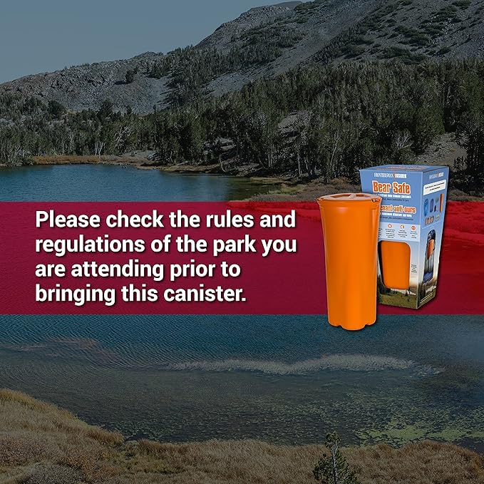 SABRE Frontiersman Bear Safe Food Storage Container, 11.86-Liter Storage Capacity, Locking Lid, Water and Airtight, Prevents Food Odors, Family Size and Longer Hike Usage, High Visibility Orange Color