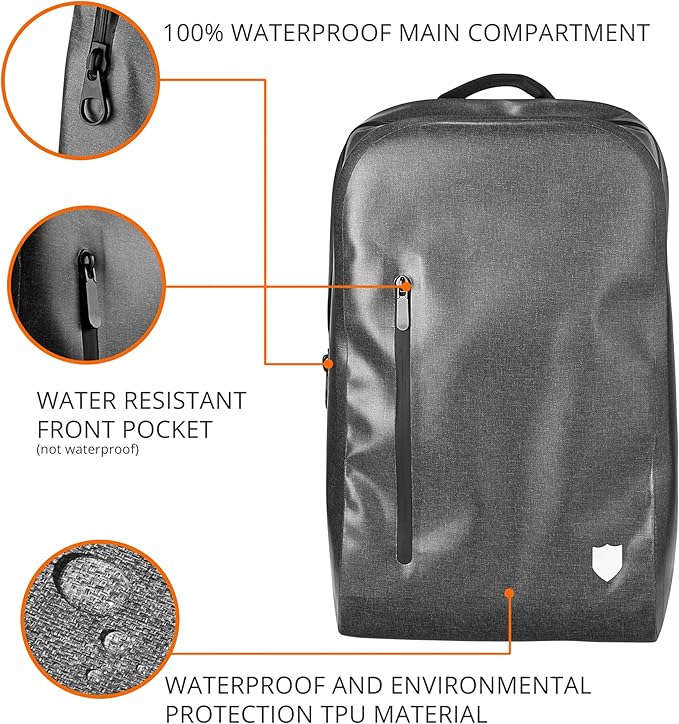 Airtight Waterproof Backpack - 20L Dry Bag for Hiking, Camping, Kayaking - Padded Shoulder Straps - Airtight Zipper for Outdoor Protection from Dust and Water
