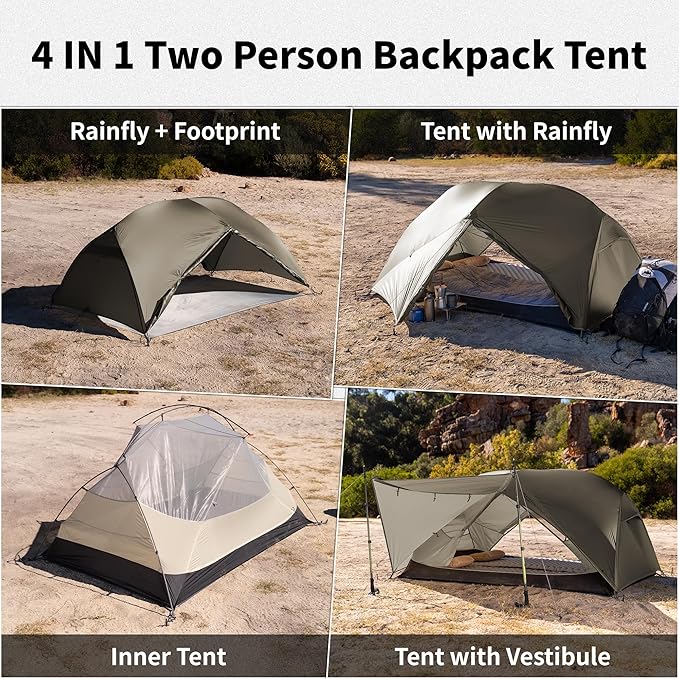 Naturehike Mongar Pro 1/2/3 Person Backpacking Tent,Waterproof Nylon Easy Setup Lightweight Camping Tent